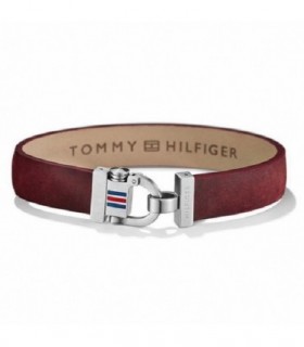 PULSERA TOMMY HILFIGER ACERO Y PIEL ROJA HOMBRE - 2700769