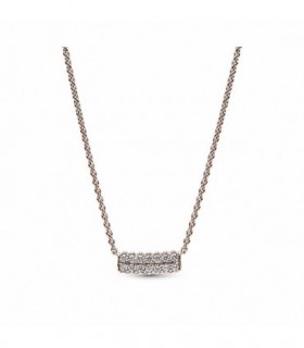 COLLAR PANDORA ROSE GOLD DOBLE FILA PAVÉ - 382621C01-45