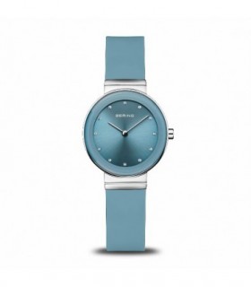 Reloj Bering Classic plata pulido caucho azul. - 10129-708